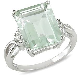 [Amour Jewelry] Sterling Silver Green Amethyst & White Topaz Ring